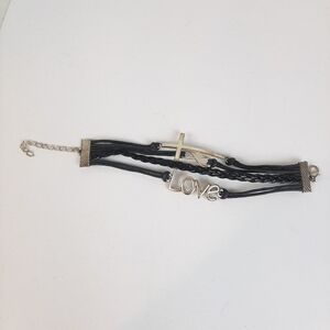 🔥Black Leather and Rope Religious Infinity Bracelet